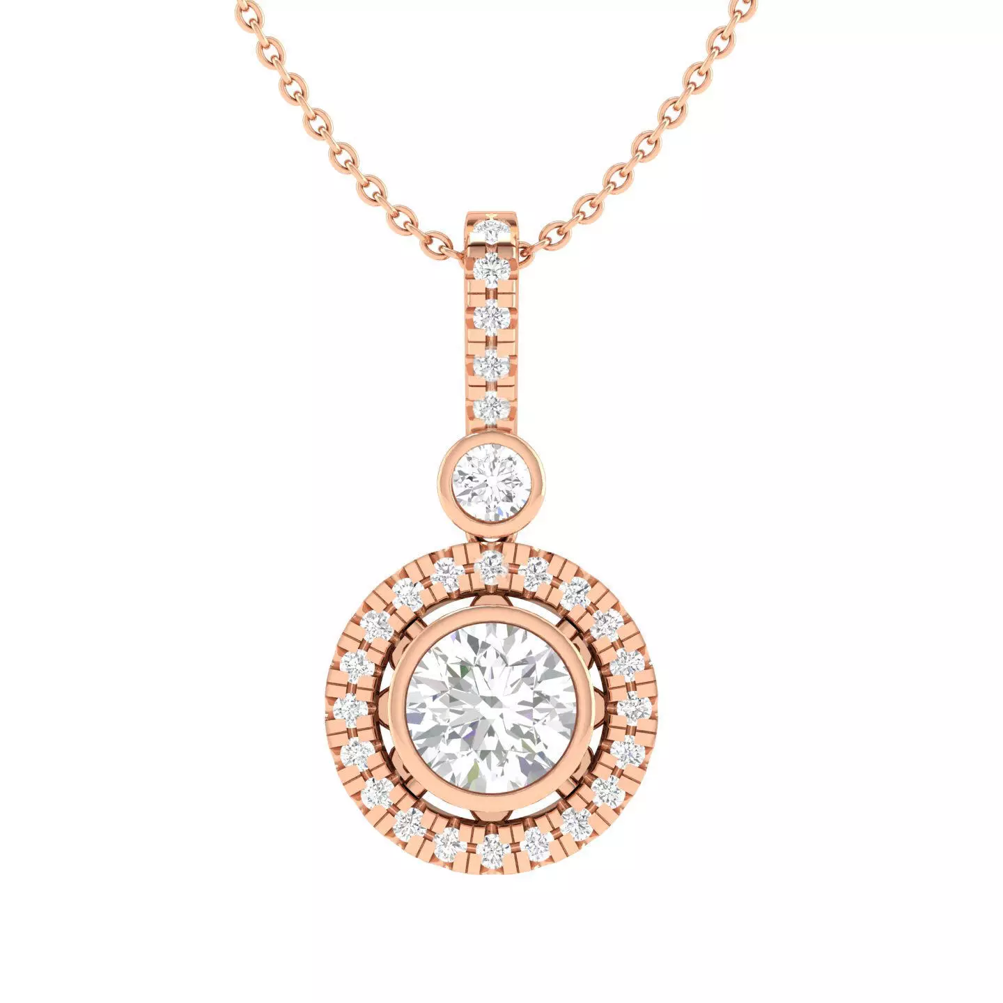 Women round solitaire pendant 3dm stl render detail 3D print model_0