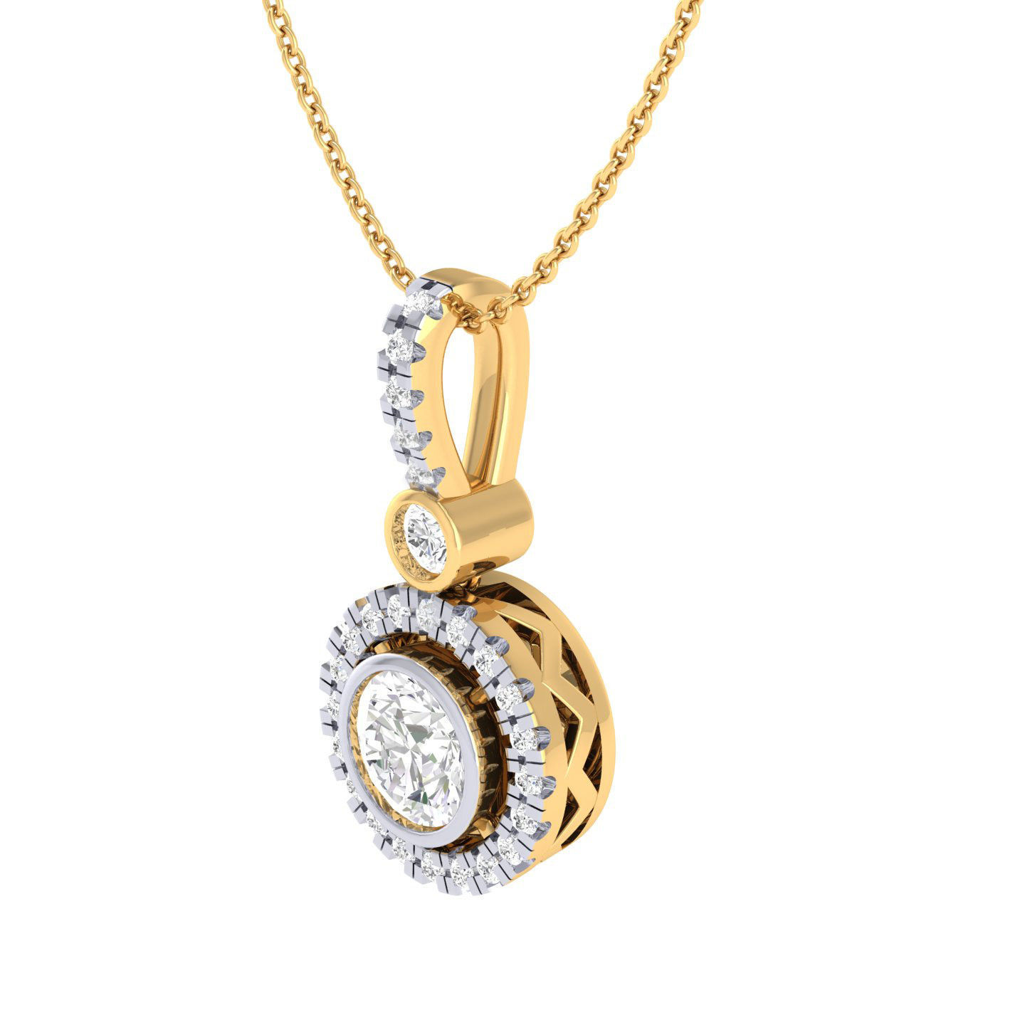 Women round solitaire pendant 3dm stl render detail 3D print model_8