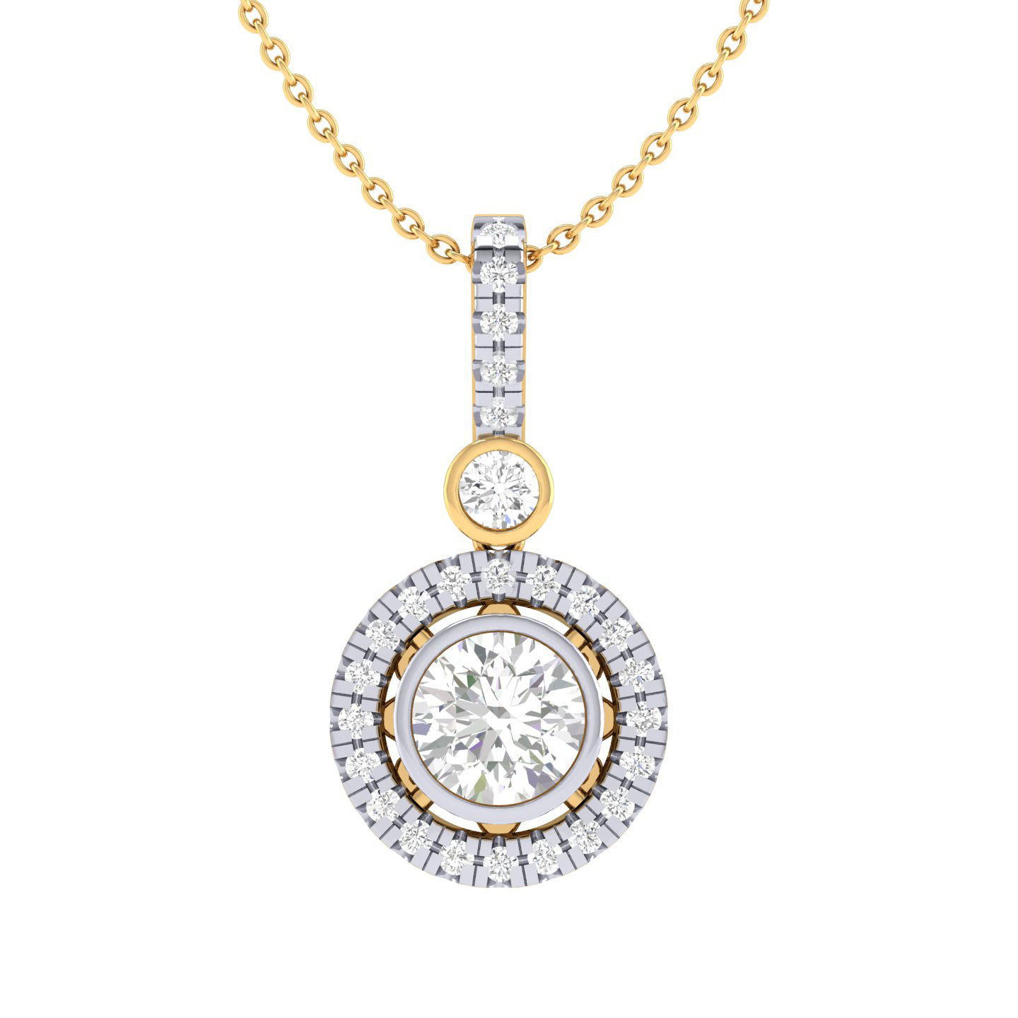 Women round solitaire pendant 3dm stl render detail 3D print model_6