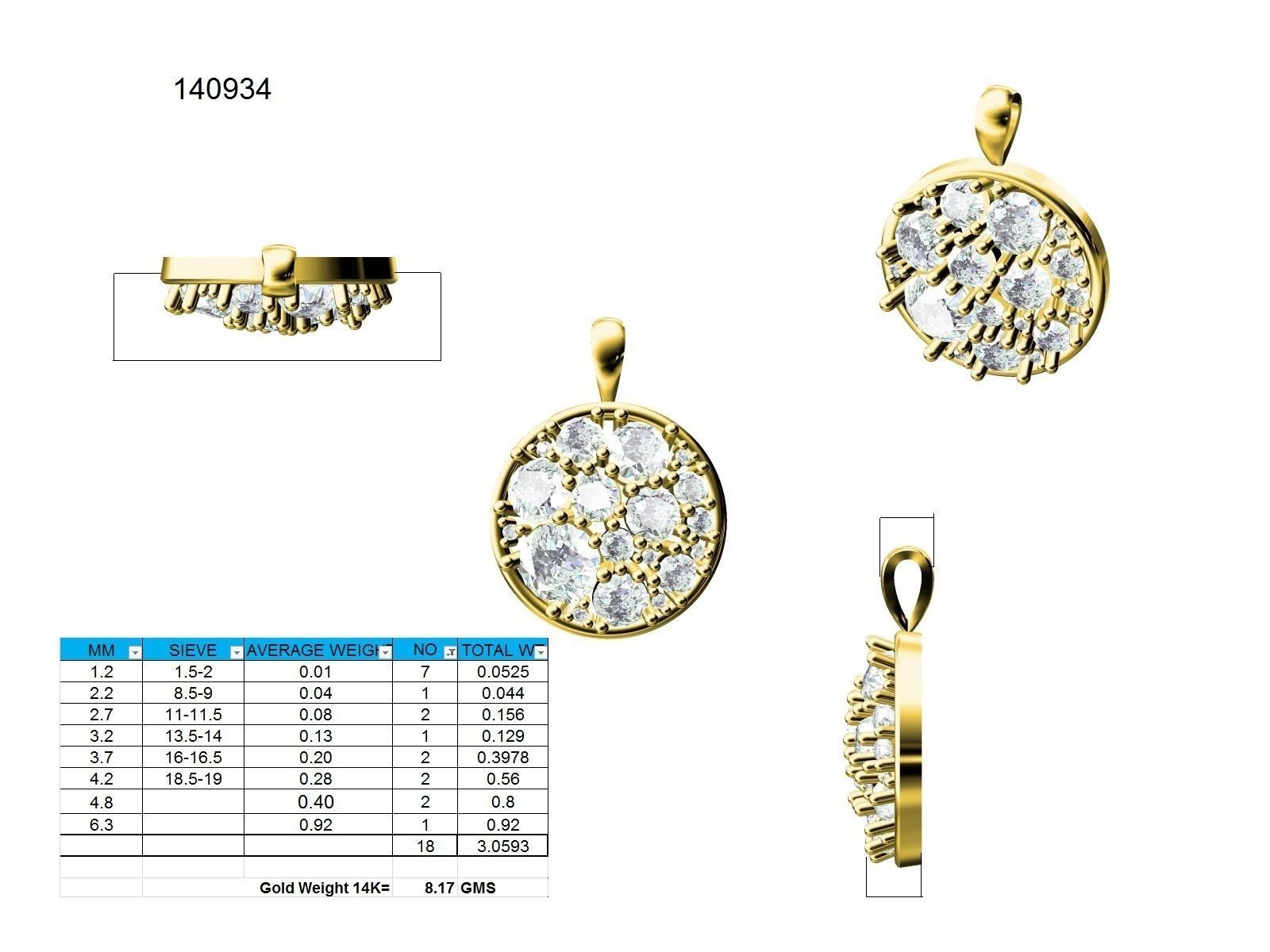 Women round pendant 3dm stl render detail 3D print model_9