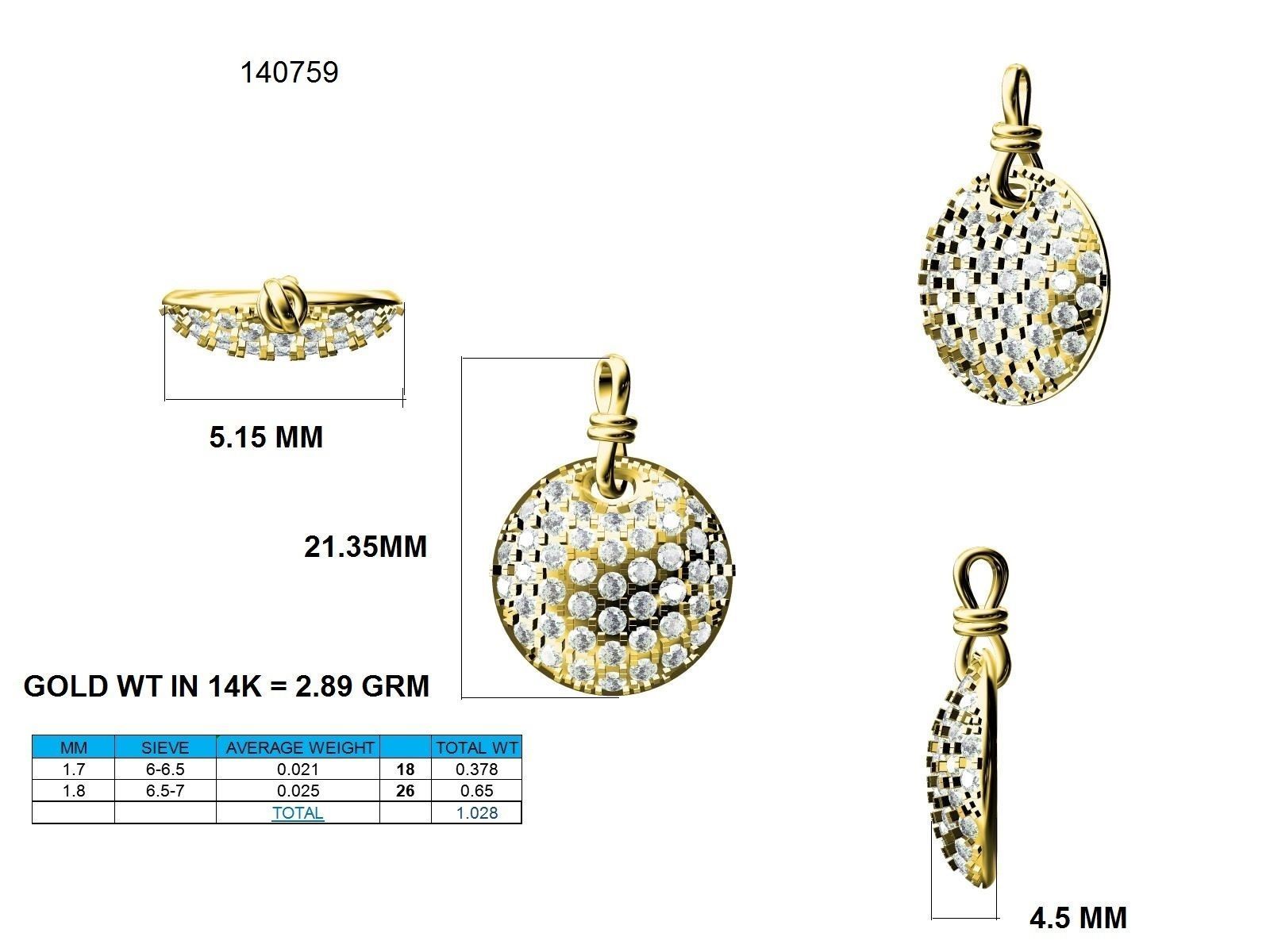 Women round pendant 3dm stl render detail 3D print model_9