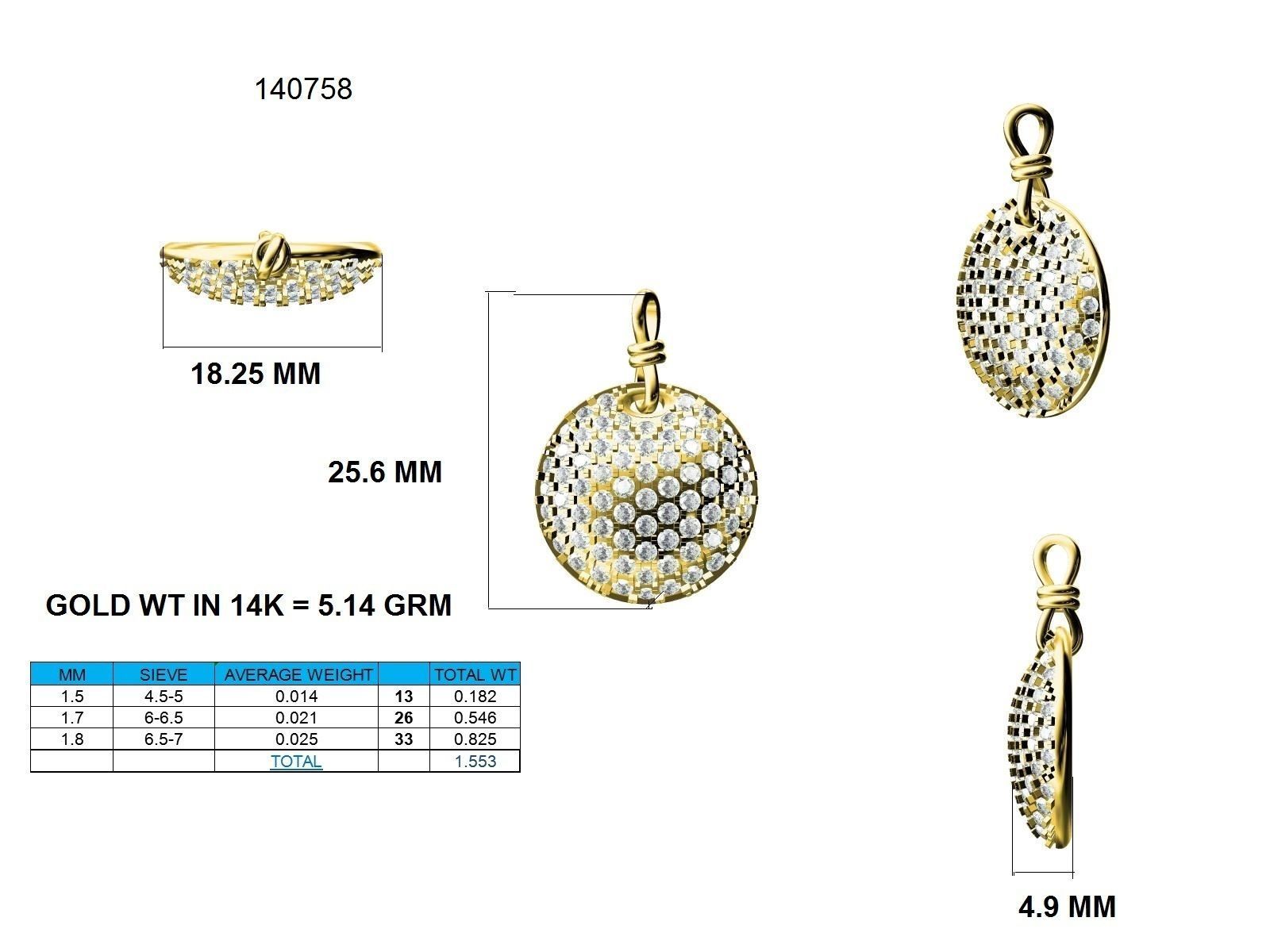 Women round pendant 3dm stl render detail 3D print model_9