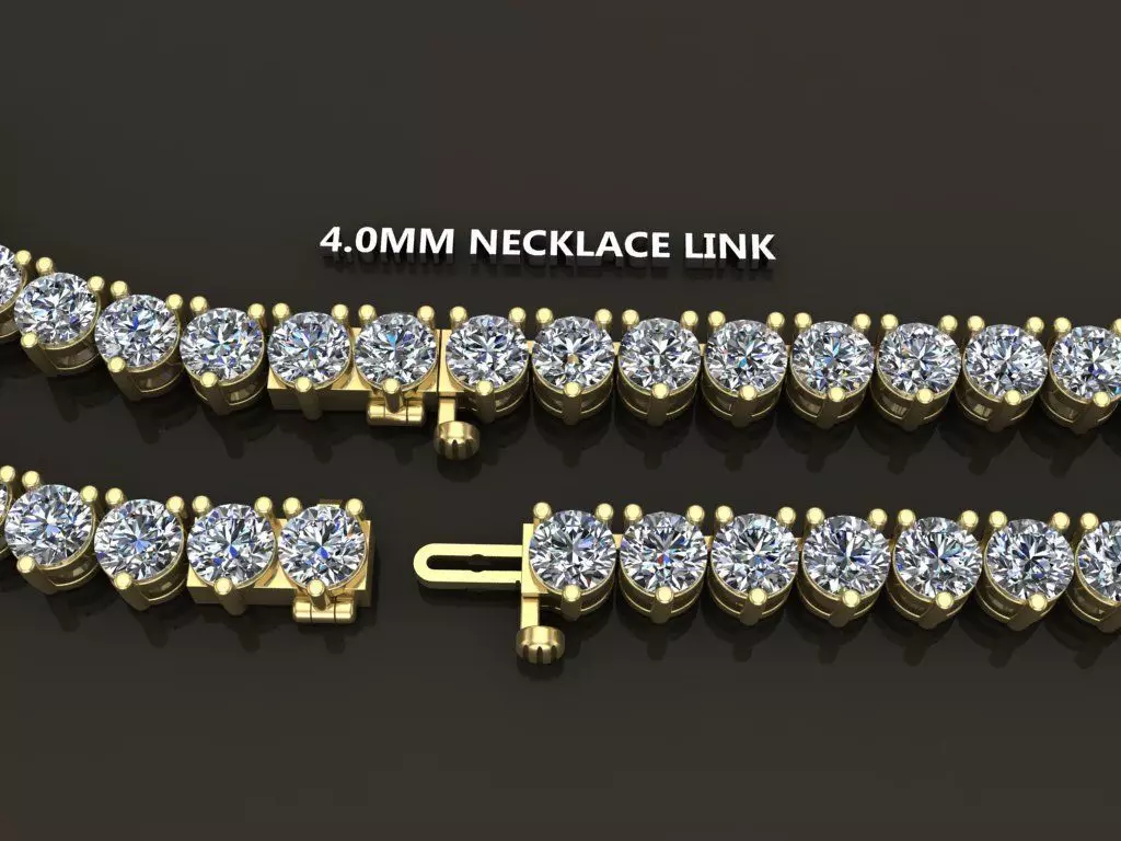 3-PRONG TENNIS DIAMOND NECKLACE LINK 4MM 3D print model