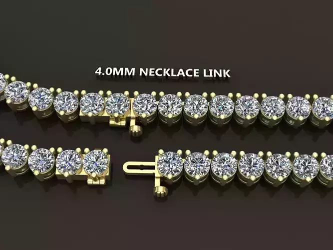 3-PRONG TENNIS DIAMOND NECKLACE LINK 4MM