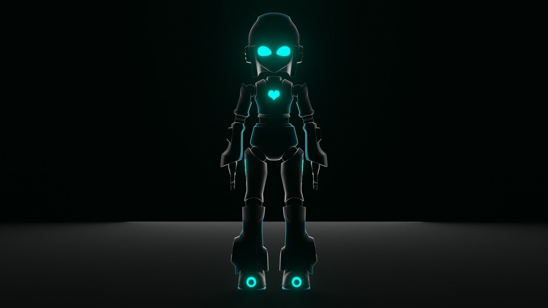 Cute Robot Low-poly 3D model_3