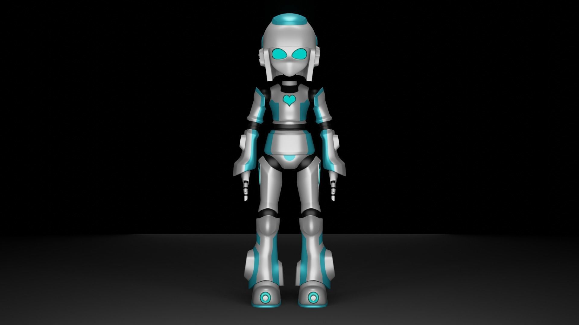 Cute Robot Low-poly 3D model_4