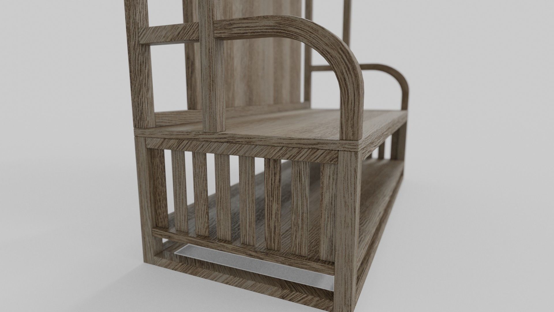 Wooden Hall Bench 3D model_5