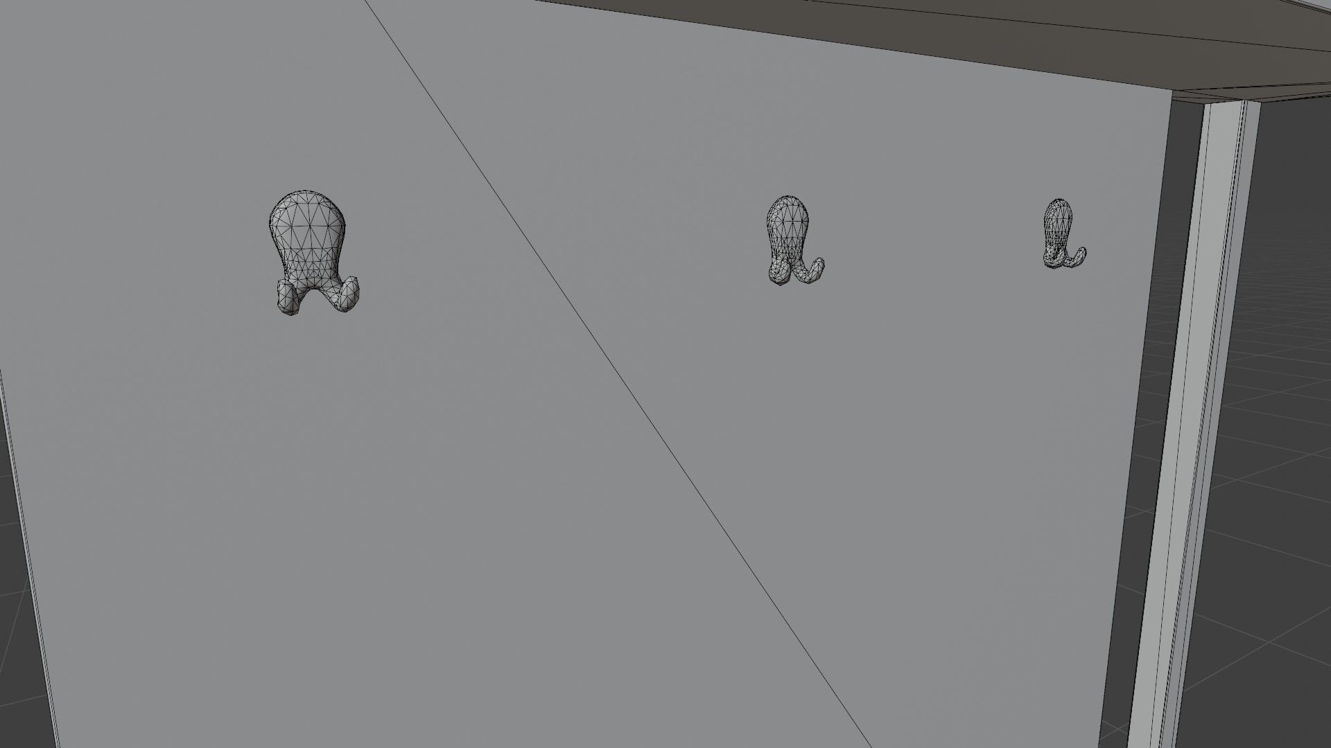 Wooden Hall Bench 3D model_7