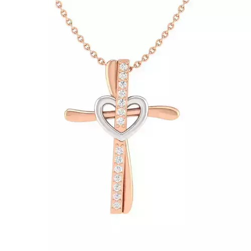 Cross pendant with heart 3dm stl render detail 3D print model