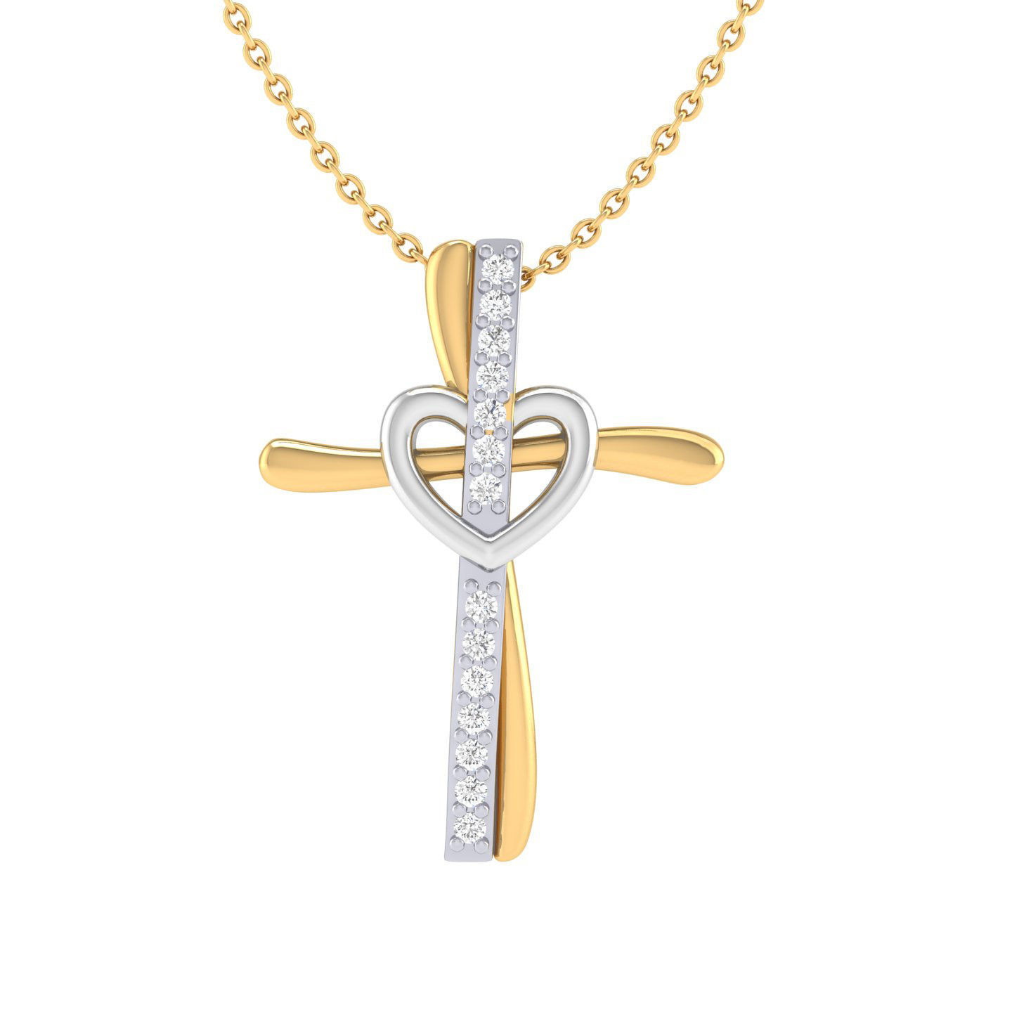 Cross pendant with heart 3dm stl render detail 3D print model_6