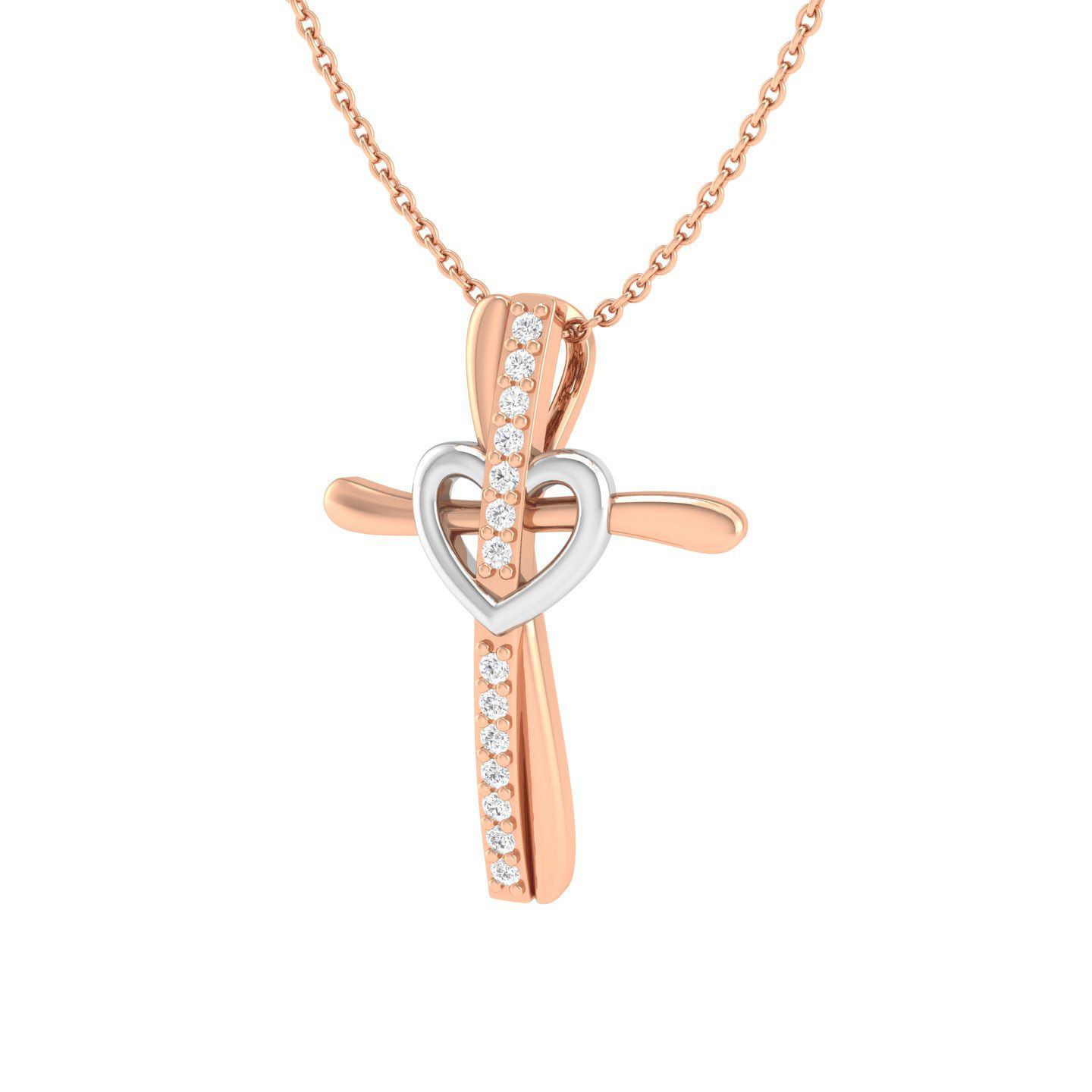 Cross pendant with heart 3dm stl render detail 3D print model_2