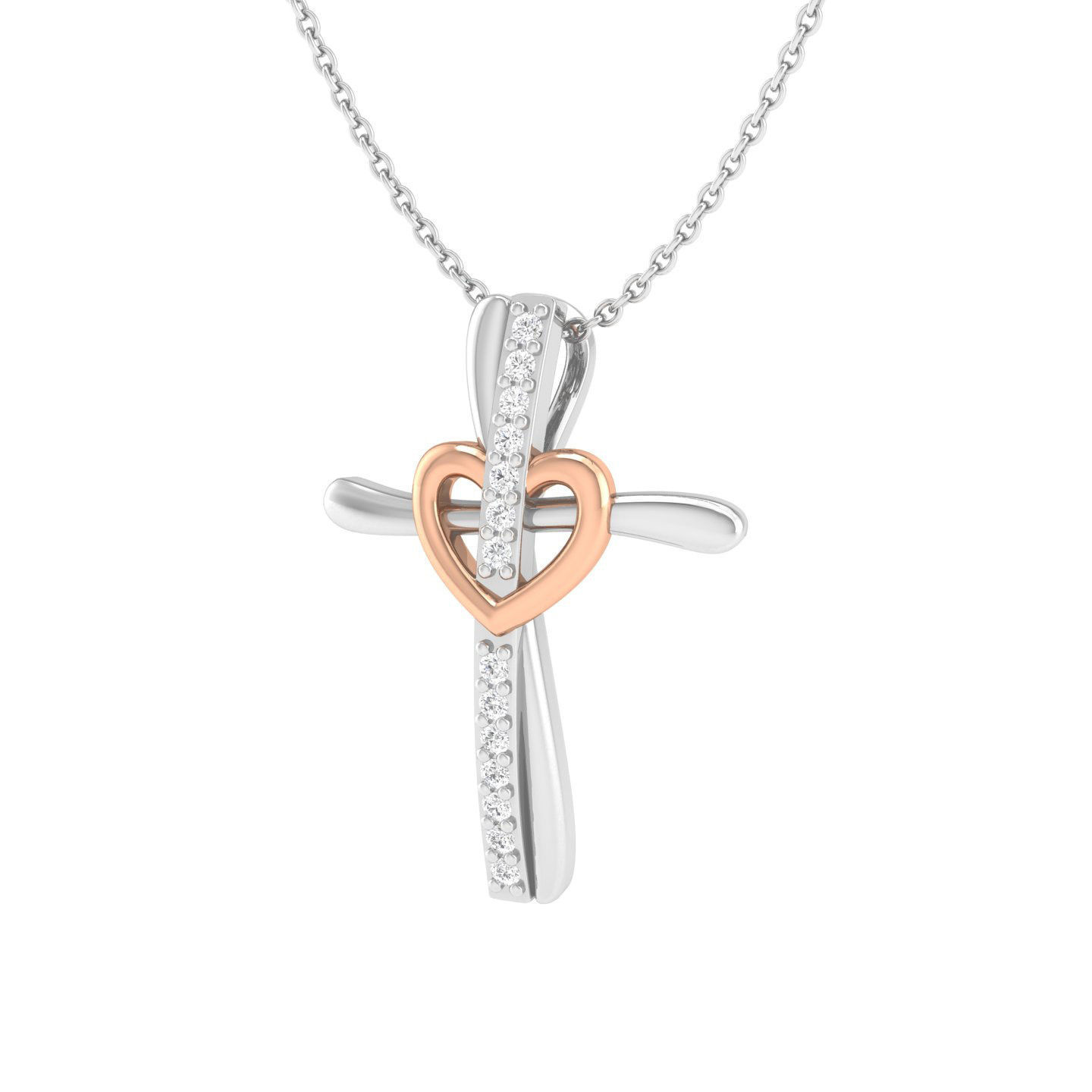 Cross pendant with heart 3dm stl render detail 3D print model_5