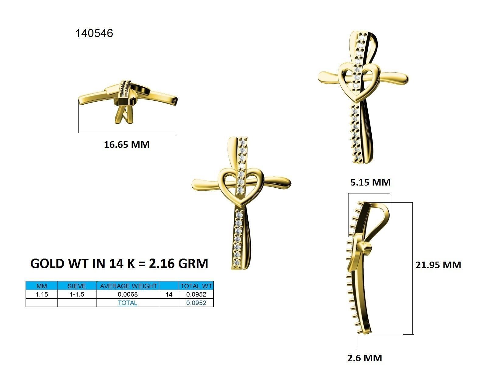 Cross pendant with heart 3dm stl render detail 3D print model_9