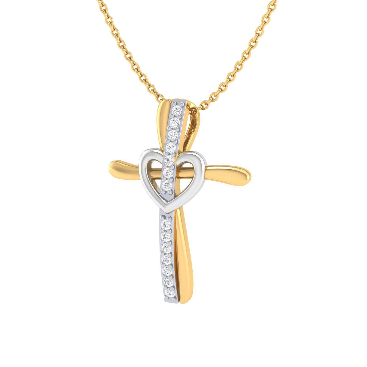 Cross pendant with heart 3dm stl render detail 3D print model_8