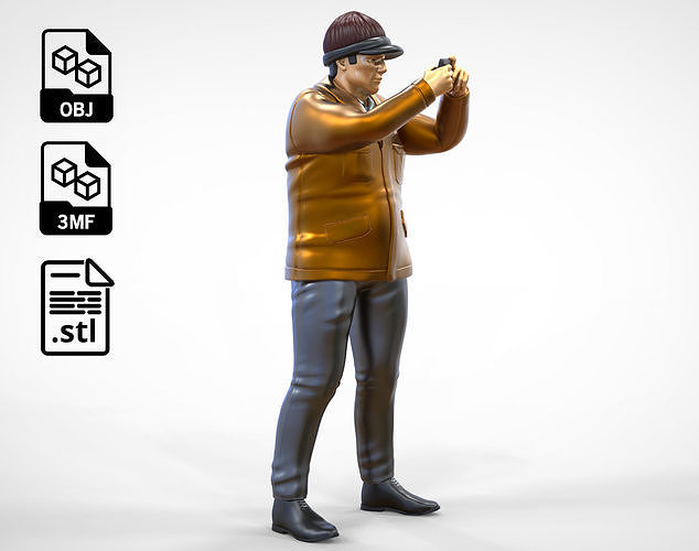 N4 Tourist on Ship taking photo with smartphone Camera  3D print model