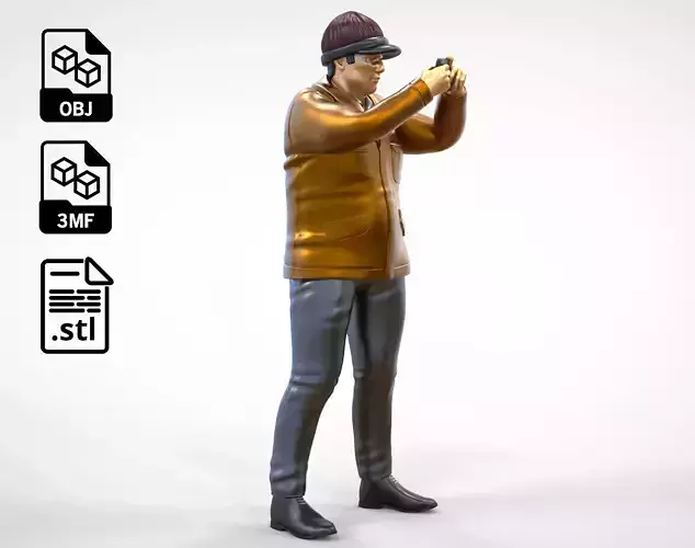 N4 Tourist on Ship taking photo with smartphone Camera  3D print model