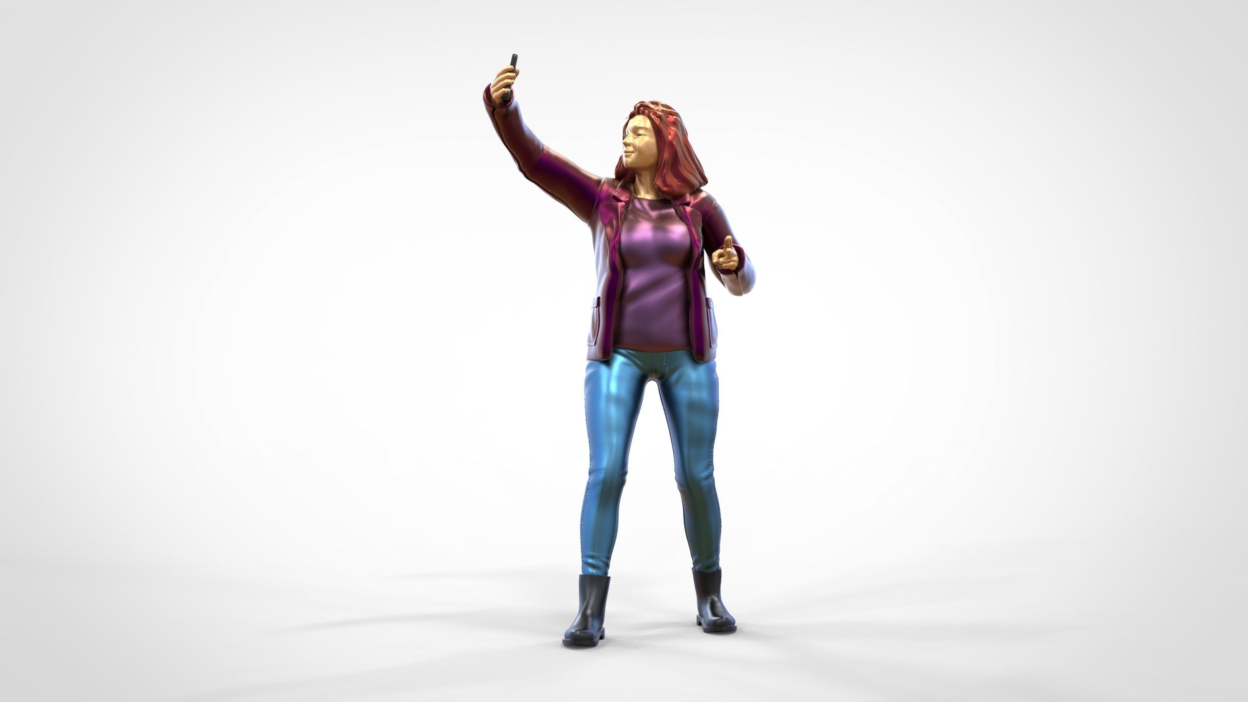 N5 Tourist on Ship with phone Camera taking selfie 3D print model_15