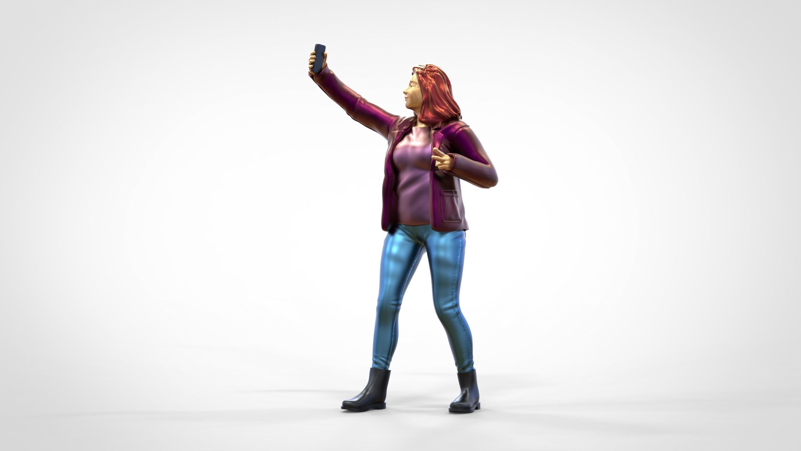 N5 Tourist on Ship with phone Camera taking selfie 3D print model_12