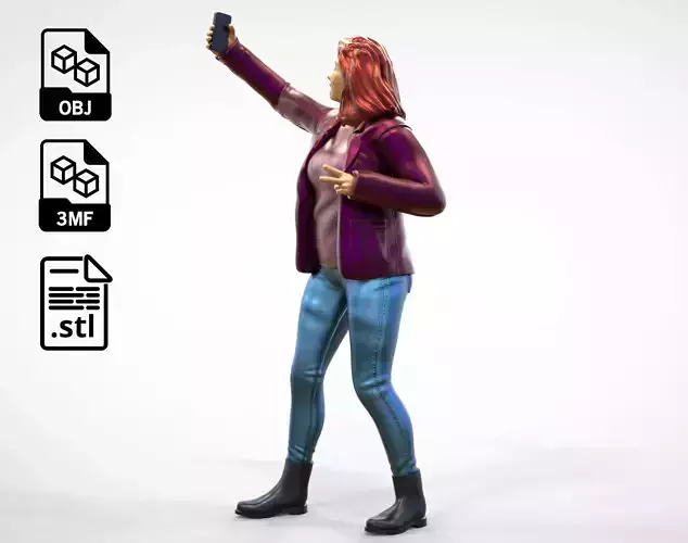 N5 Tourist on Ship with phone Camera taking selfie 3D print model