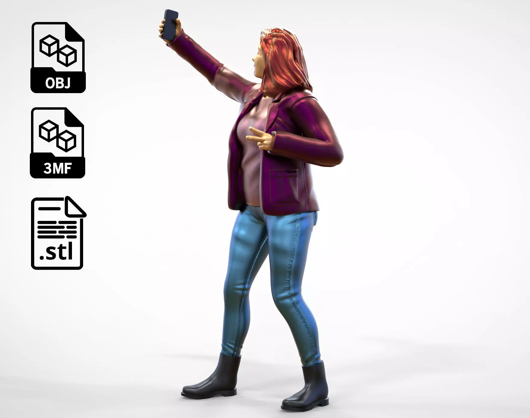 N5 Tourist on Ship with phone Camera taking selfie 3D print model_0