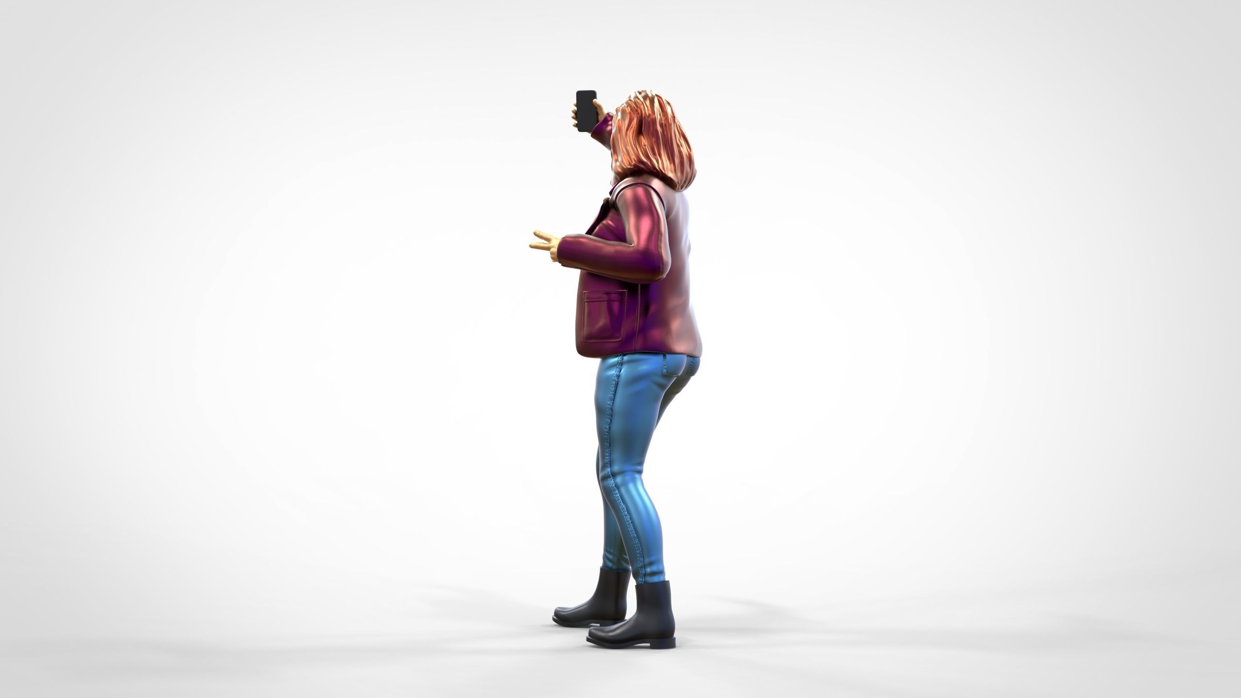 N5 Tourist on Ship with phone Camera taking selfie 3D print model_8