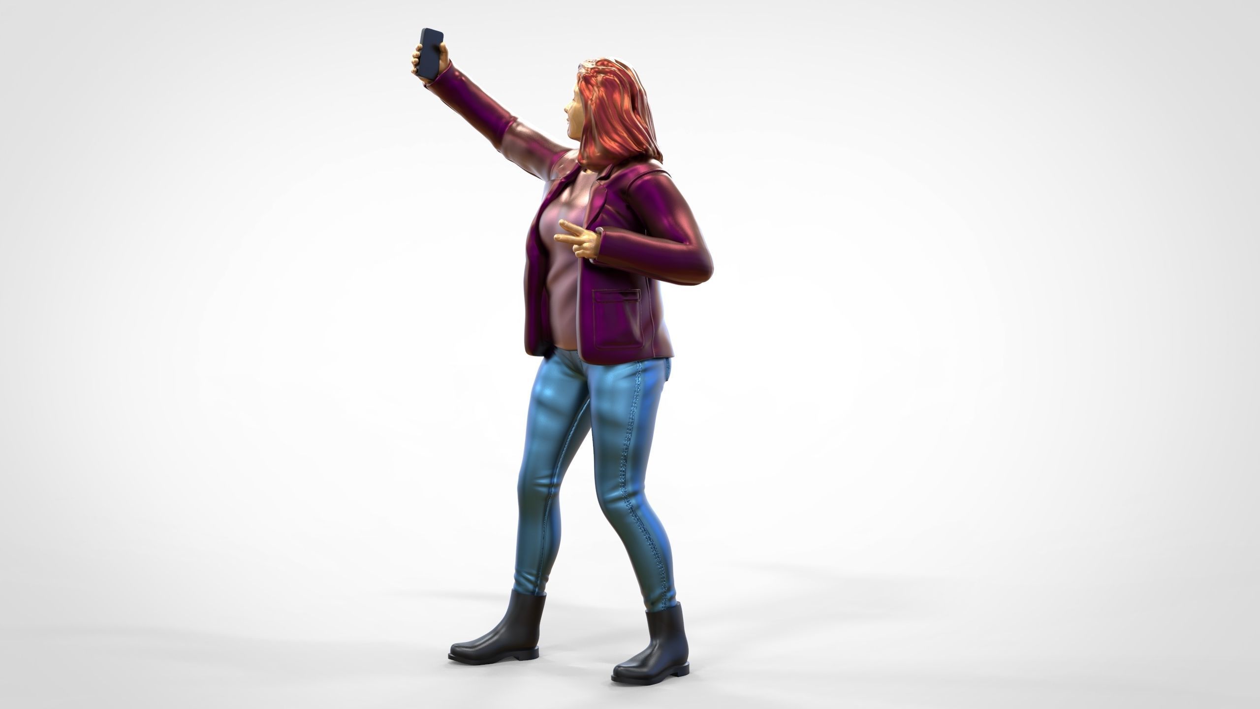 N5 Tourist on Ship with phone Camera taking selfie 3D print model_2