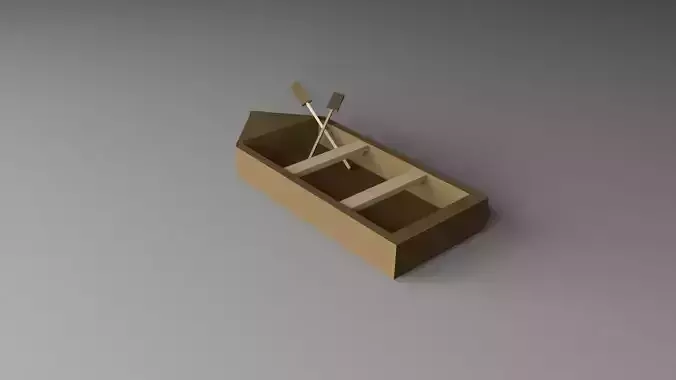 Lowpoly Boat cardboard with two paddles