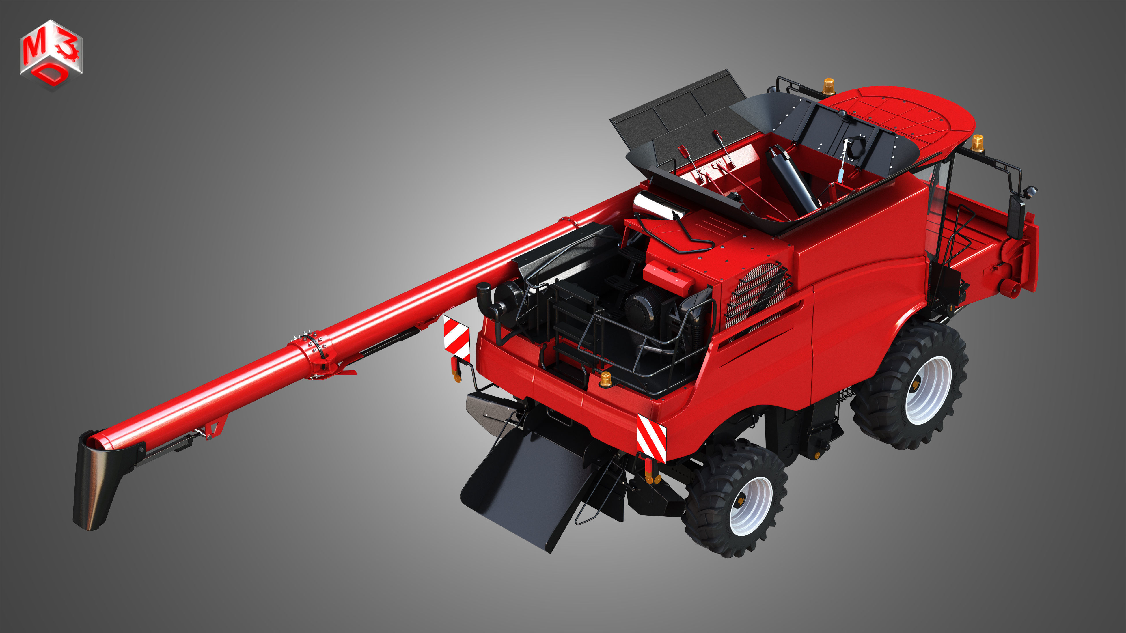 Axial-Flow 9240 Combine Harvester - with Wheels 3D model_8