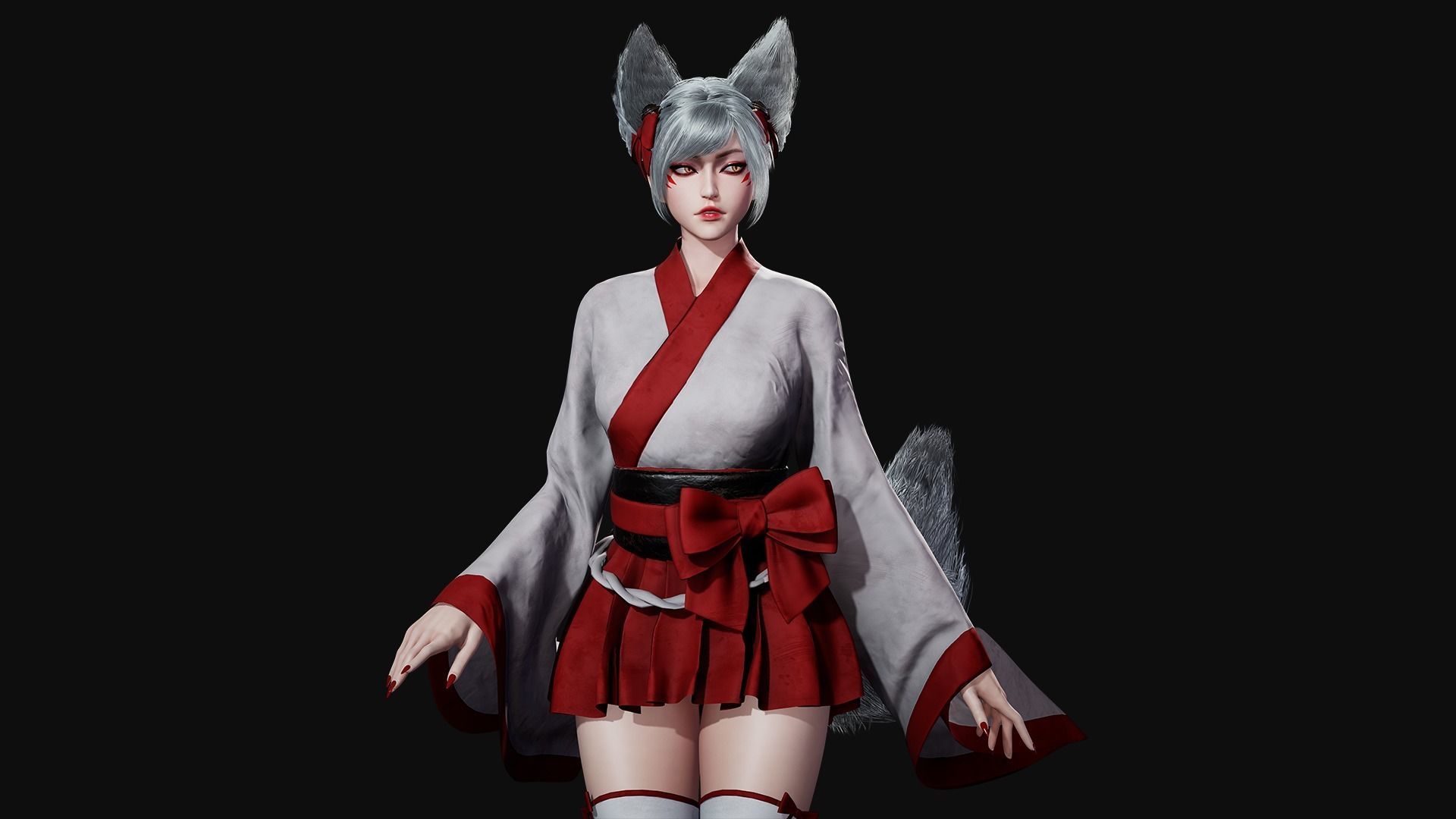 Kitsune - Game Ready Low-poly 3D model_17