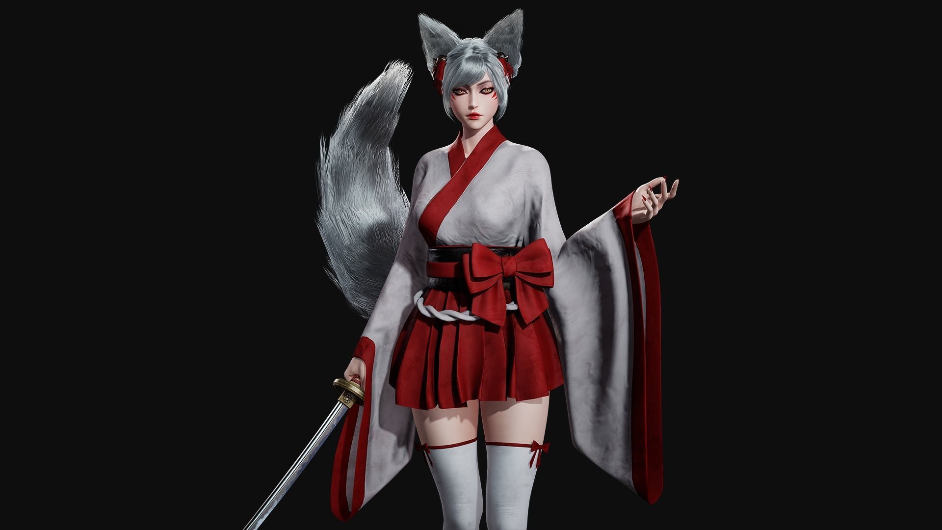 Kitsune - Game Ready Low-poly 3D model_15