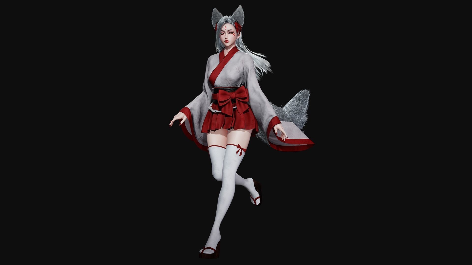Kitsune - Game Ready Low-poly 3D model_18