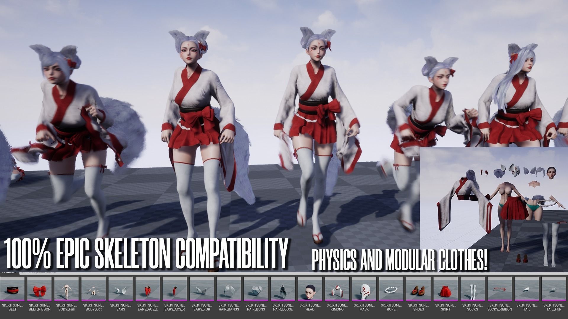 Kitsune - Game Ready Low-poly 3D model_14