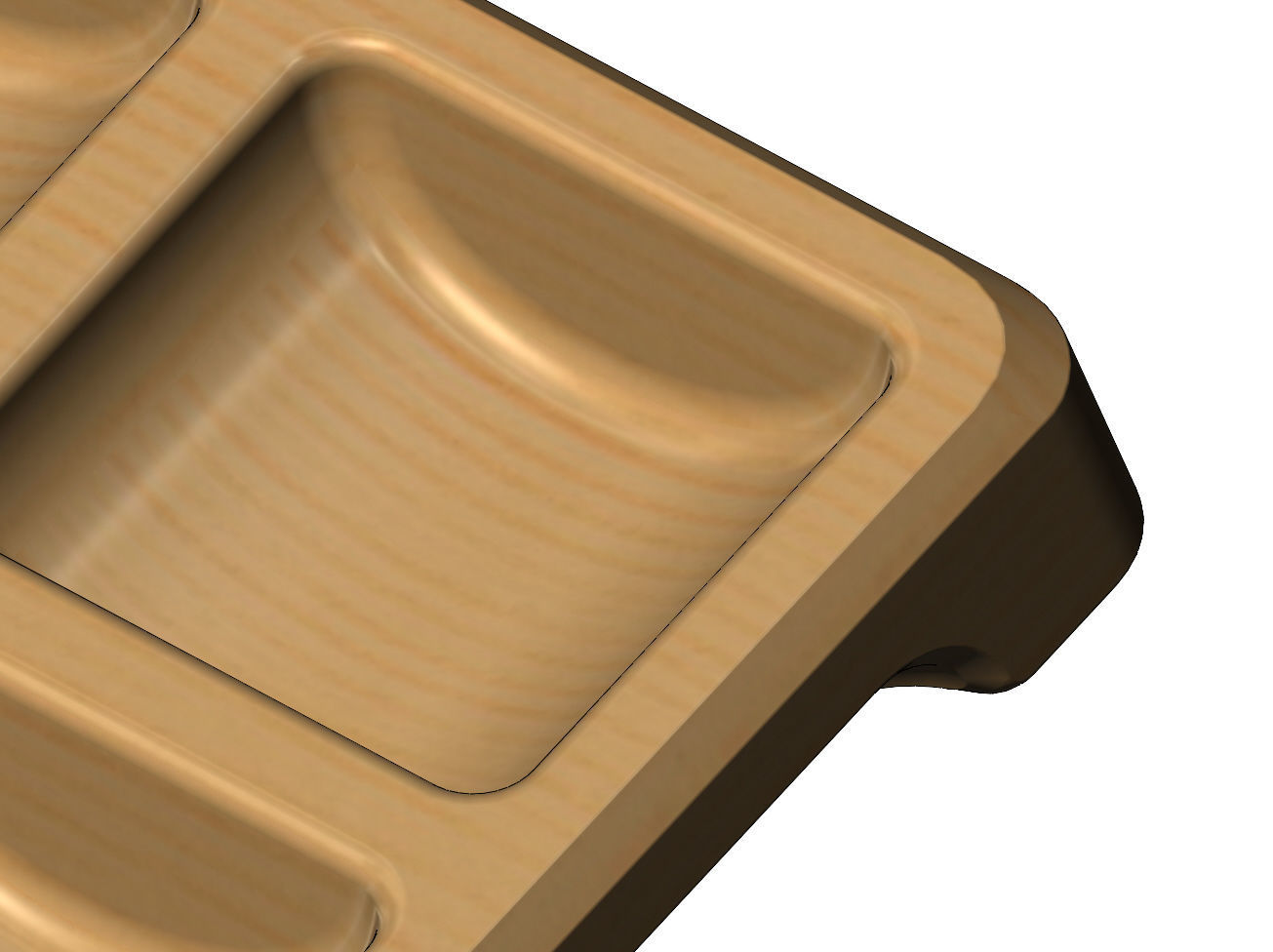 Square 4 pockets serving tray relief  3D print model_3