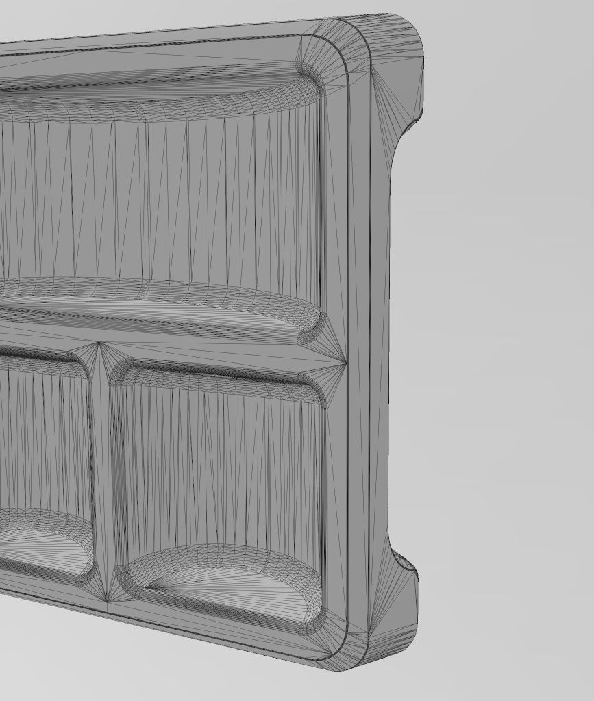 Rectangular 6 pockets serving tray relief 3D print model_12
