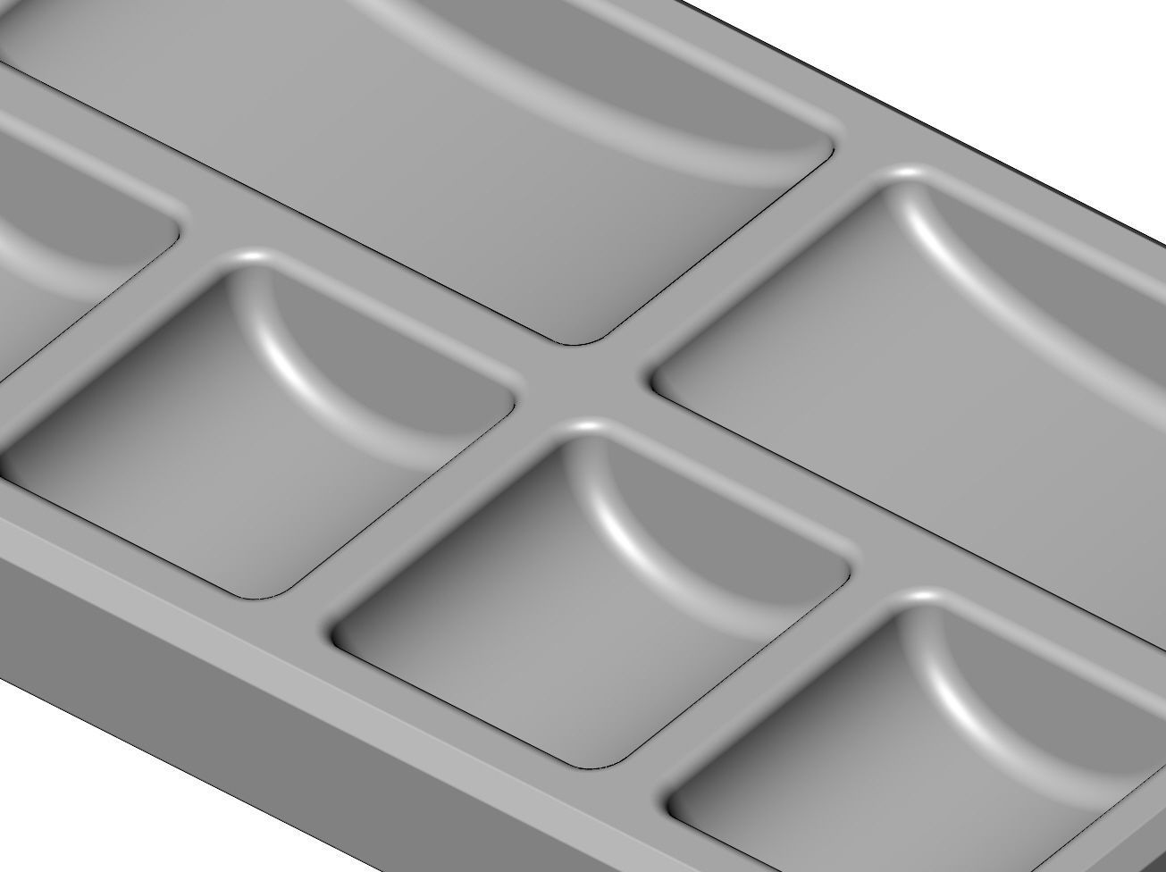 Rectangular 6 pockets serving tray relief 3D print model_8