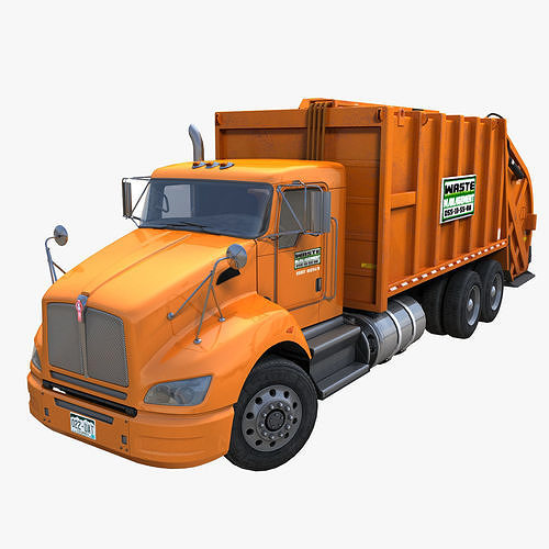 Industrial garbage truck Low-poly 3D model