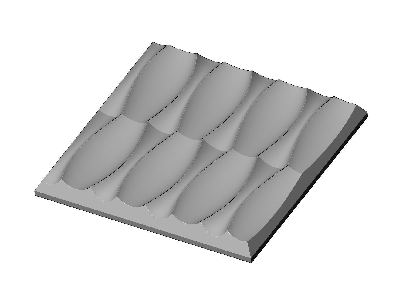 Symmetrical organic dune 3d wall decor panel relief 3D print model_1