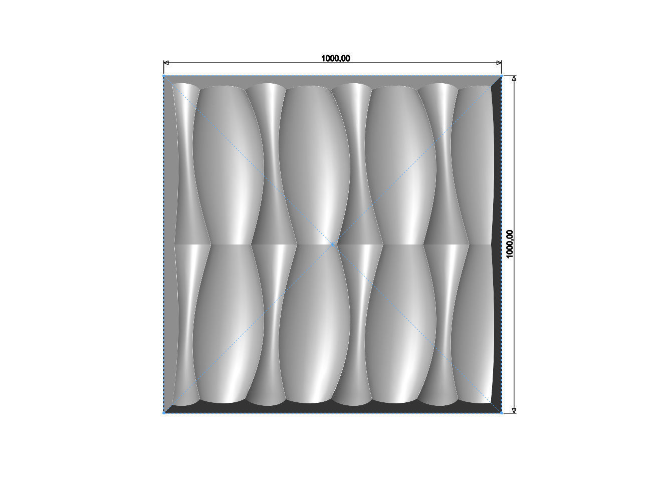 Symmetrical organic dune 3d wall decor panel relief 3D print model_2