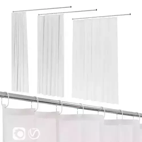 Bath curtain shower 200x200 cm in 3 versions white 3D model
