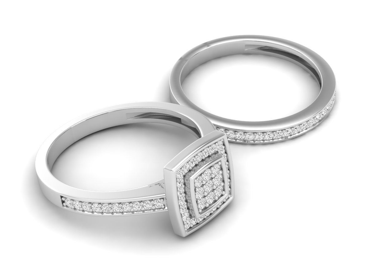 Diamond jewelry ring and band for woman 3D print model_4