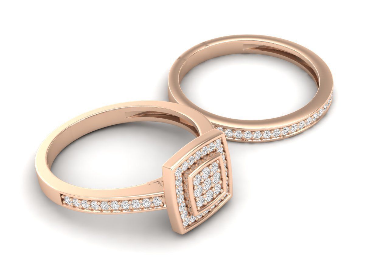 Diamond jewelry ring and band for woman 3D print model_5