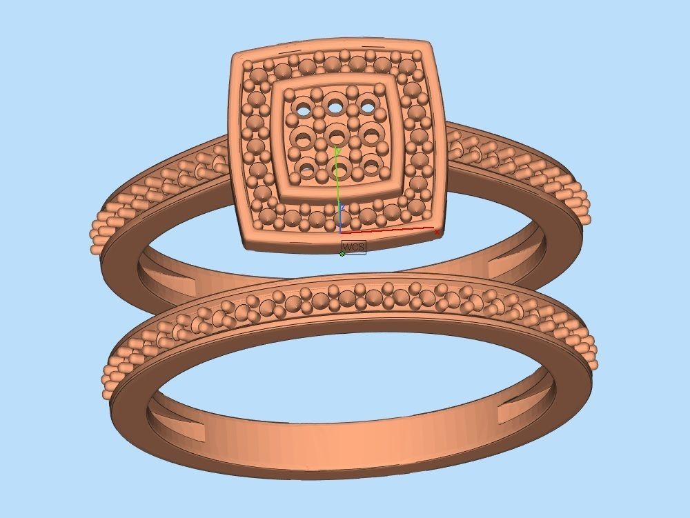 Diamond jewelry ring and band for woman 3D print model_6