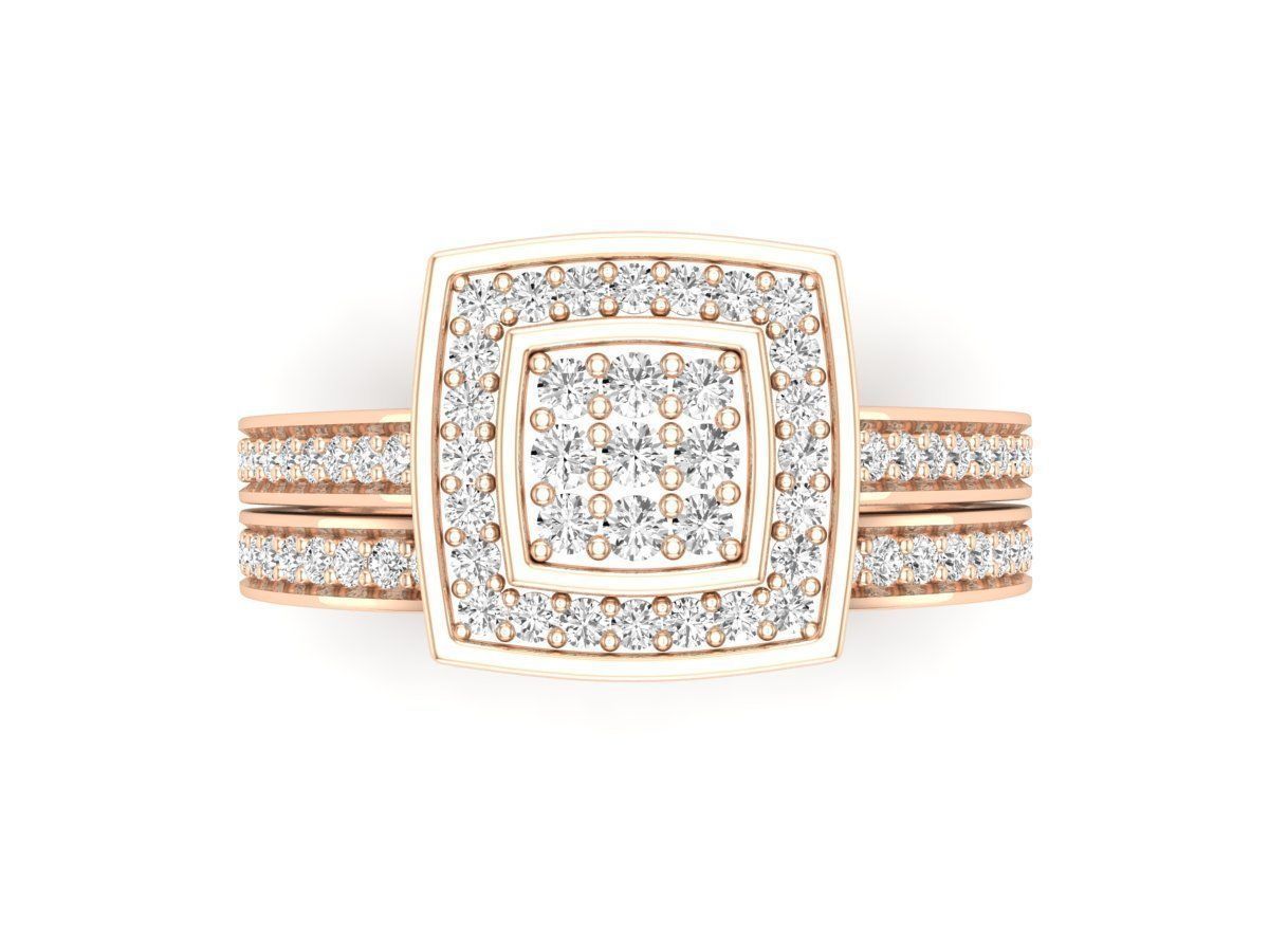 Diamond jewelry ring and band for woman 3D print model_8