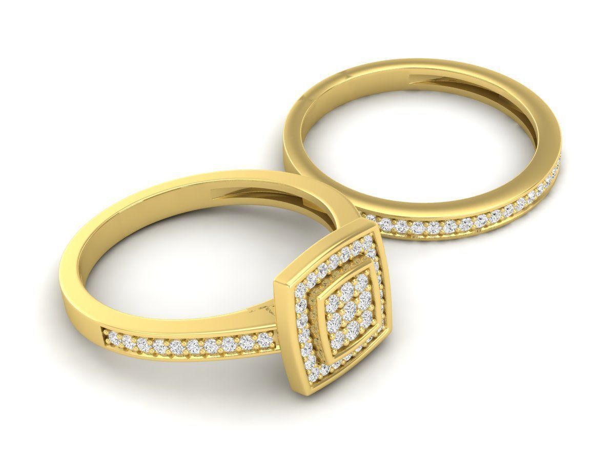 Diamond jewelry ring and band for woman 3D print model_3