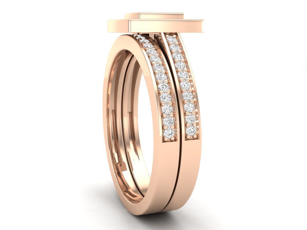 Diamond jewelry ring and band for woman 3D print model_14