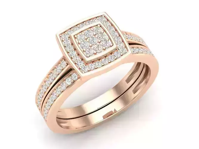 Diamond jewelry ring and band for woman 3D print model