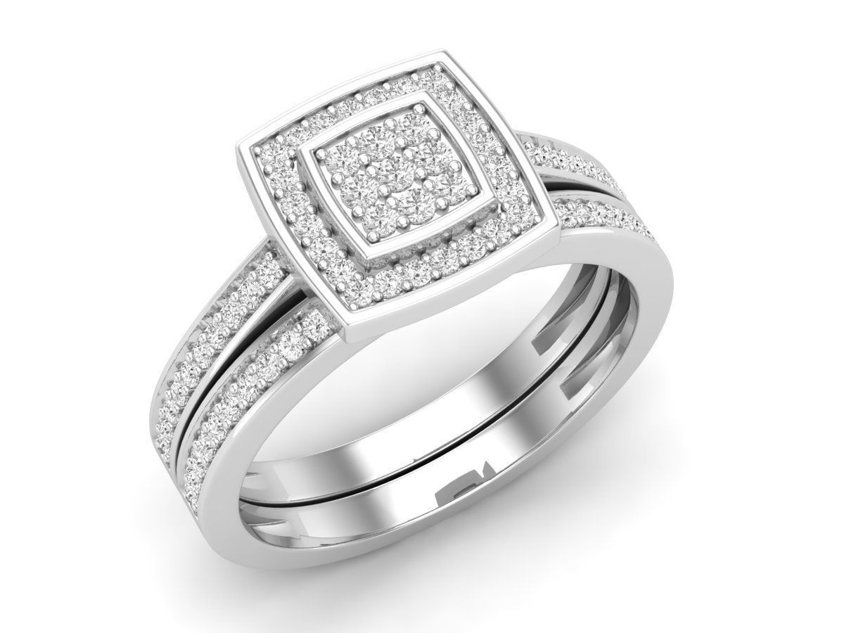 Diamond jewelry ring and band for woman 3D print model_2