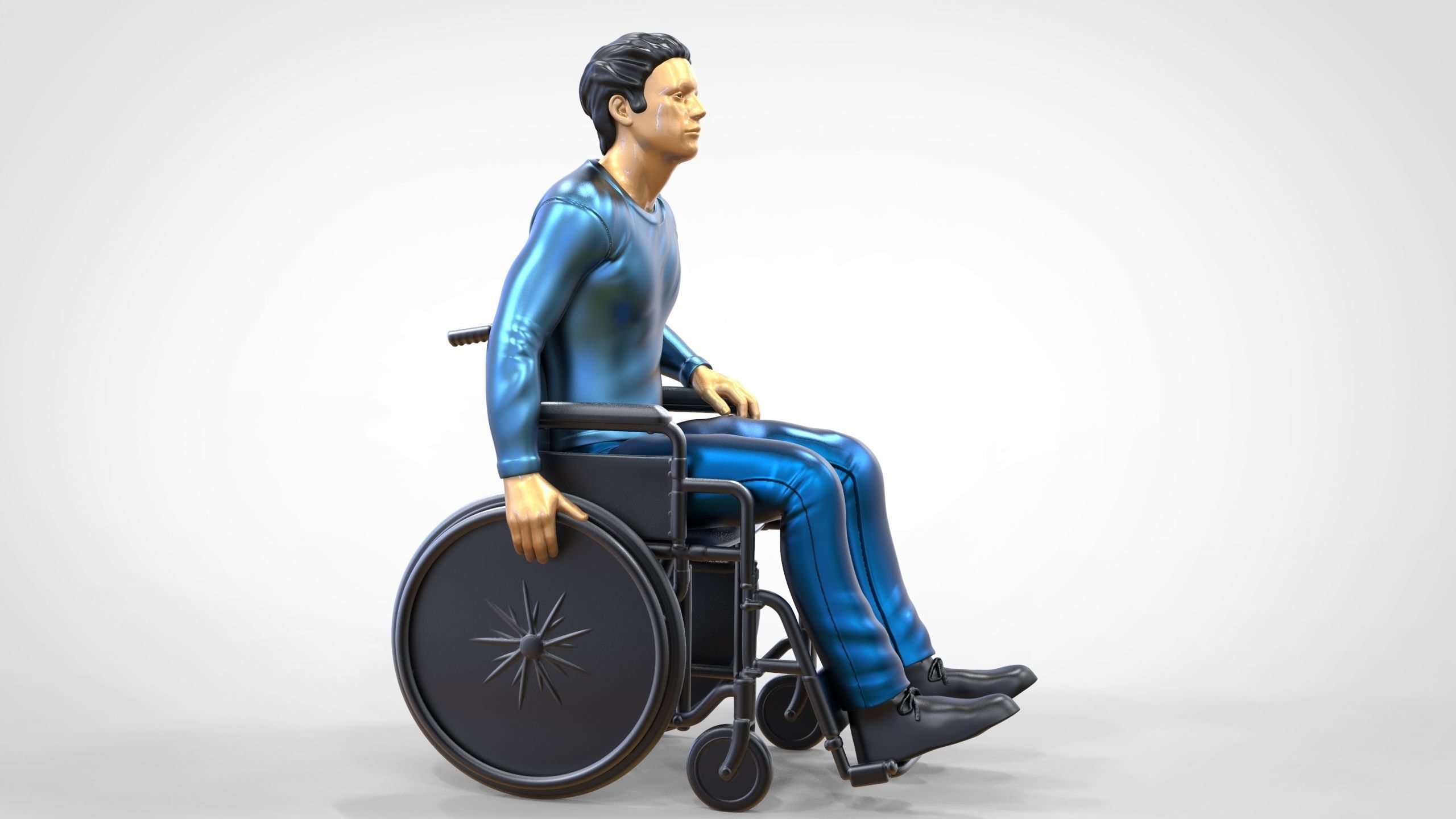 N2 Disabled man on wheelchair 3D print model_1