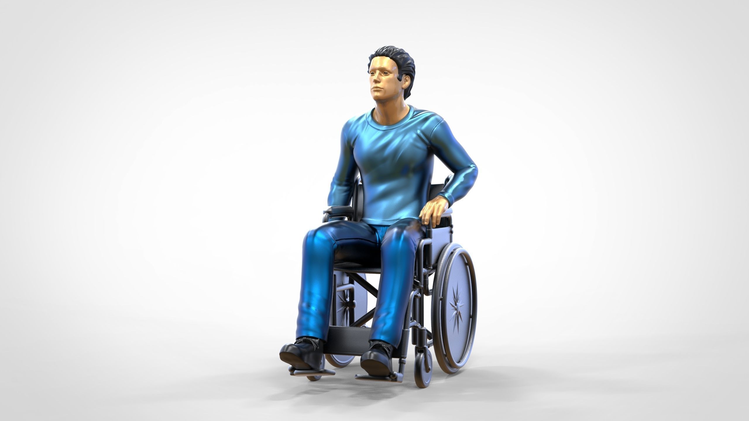 N2 Disabled man on wheelchair 3D print model_16