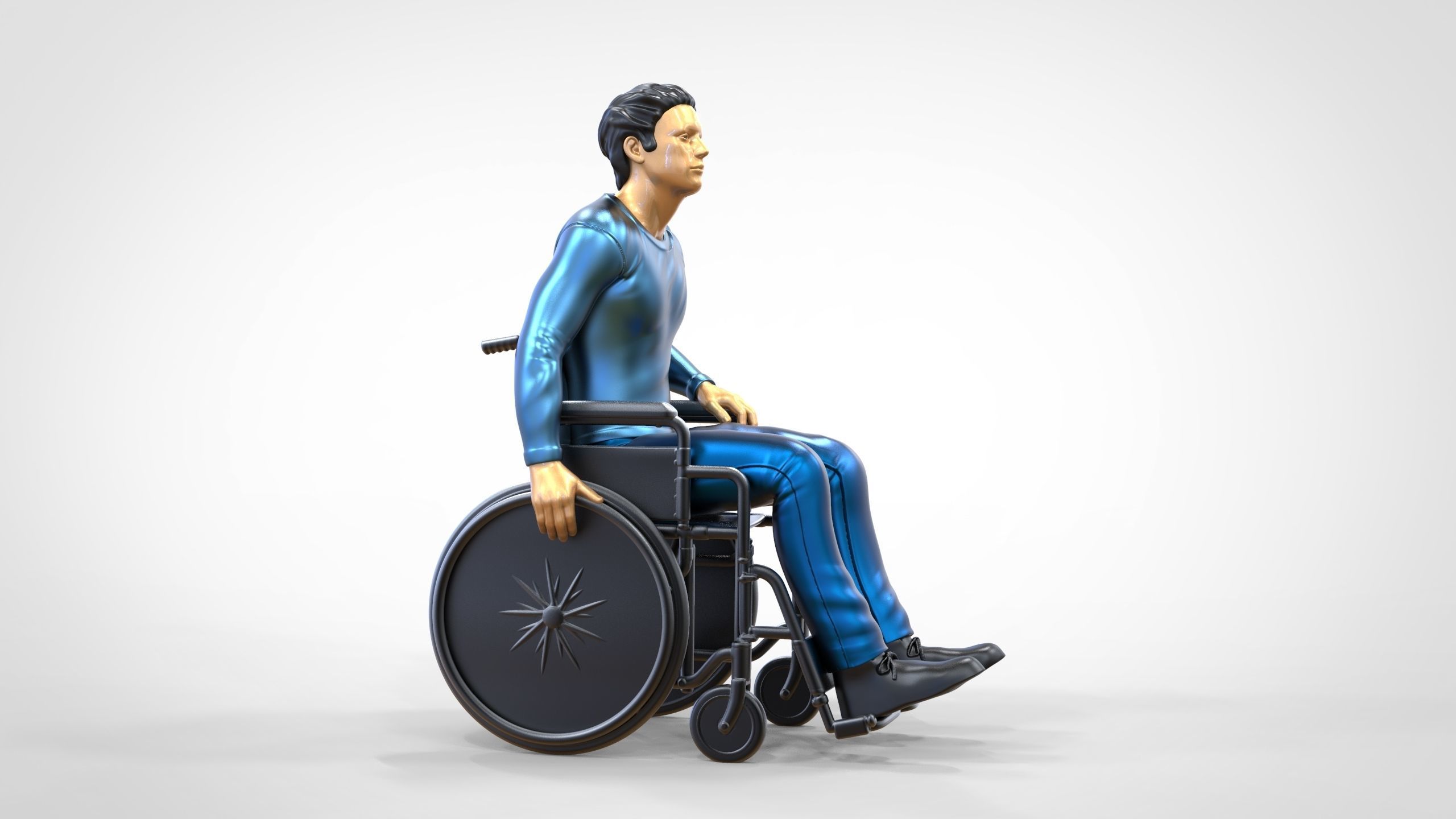 N2 Disabled man on wheelchair 3D print model_2
